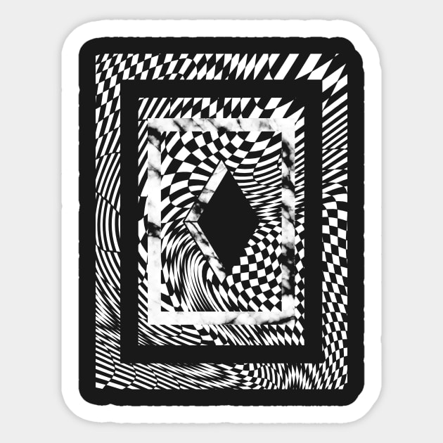 Warped Checkerboard on Black Sticker by SWAMPMEAT